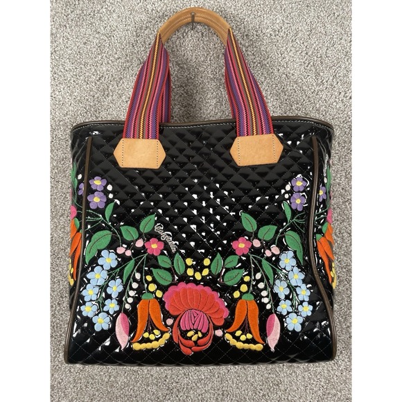 Consuela Handbags - Consuela La Reina Classic Tote with Floral Embroidery and Multicolor Straps